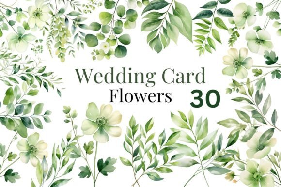 Download Green Wedding Watercolor Flowers Bundle - Watercolor flowers Collection