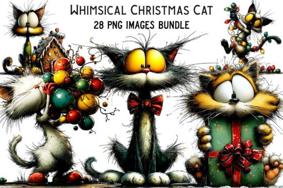 Download Whimsical Christmas Cat Clipart - Christmas cat clipart Collection