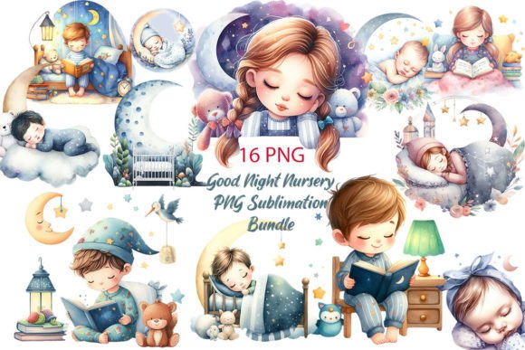Download Good Night Nursery PNG Sublimation Set - Night Collection
