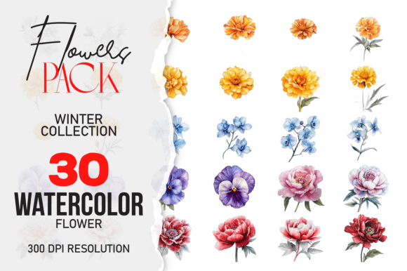 Download Watercolor Flowers Floral Border Clipart - Watercolor flowers Collection