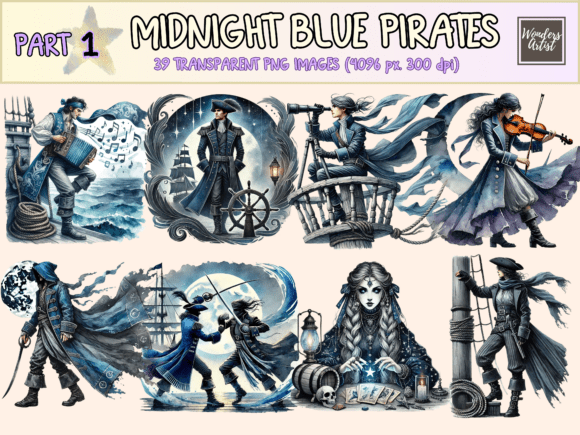 Download Midnight Blue Pirates Clipart - Night Collection