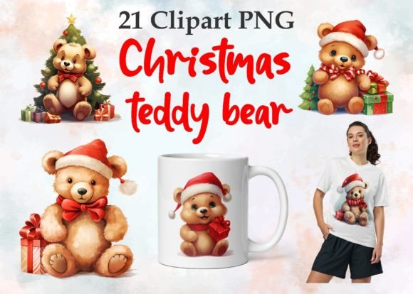 Download Set of Christmas Cute Teddy Bears Png - Premium Resources