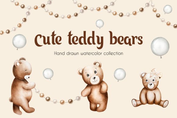 Download Cute Teddy Bears Watercolor Clip Art - Cute teddy bears Collection