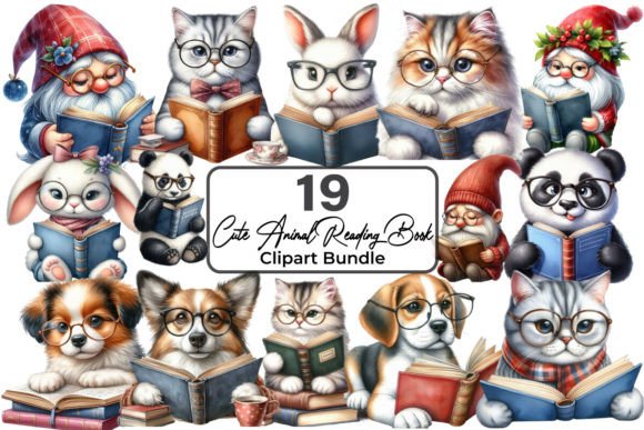 Download Animal Reading Book Sublimation Clipart - Animal reading book Collection