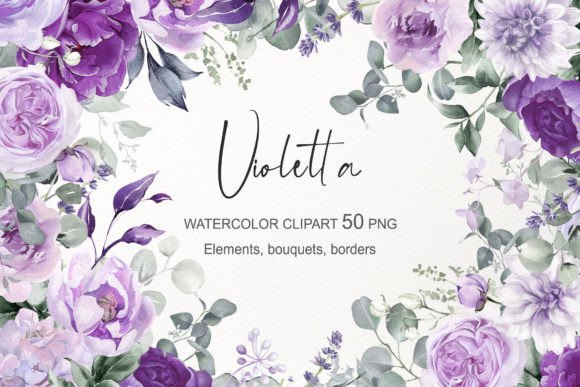 Download Purple Watercolor Flowers Clipart PNG - Watercolor flowers Collection