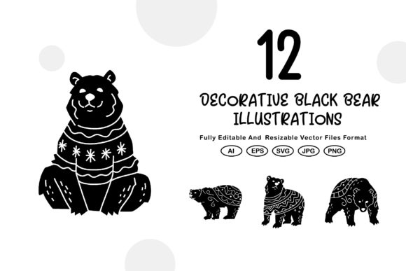 Download Decorative Black Bear Illustrations - Bear illustration Collection