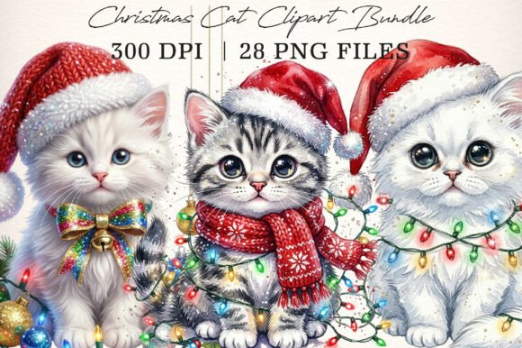 Download Christmas Cat Clipart Bundle - Christmas cat clipart Collection