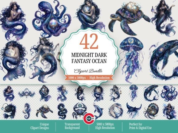 Download Midnight Magic Dark Fantasy Ocean PNGs - Night Collection
